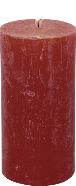 Stumpenkerze 14cm rustikal durchgefärbt rot