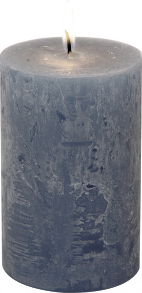 Stumpenkerze 11cm rustikal durchgefärbt blau/grau
