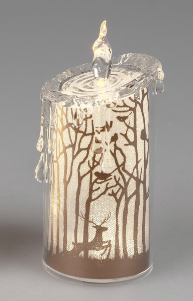 LED Kerze 7x18cm Acryl Baum gold