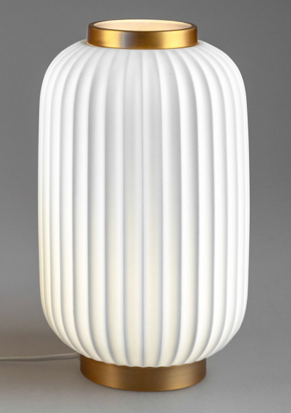 Lampe 34cm Rillen weiß/gold