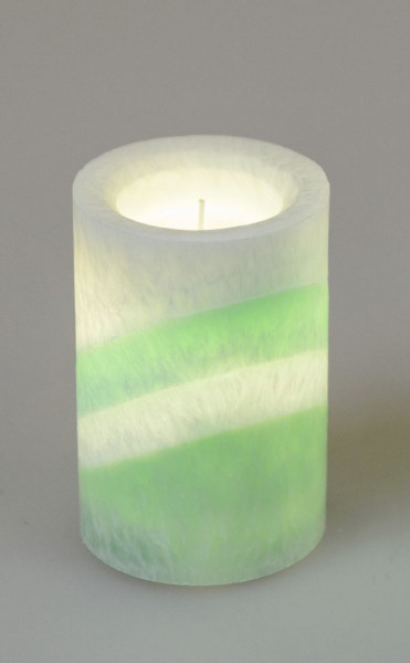 LED Kerze 8x12cm Streifen grün