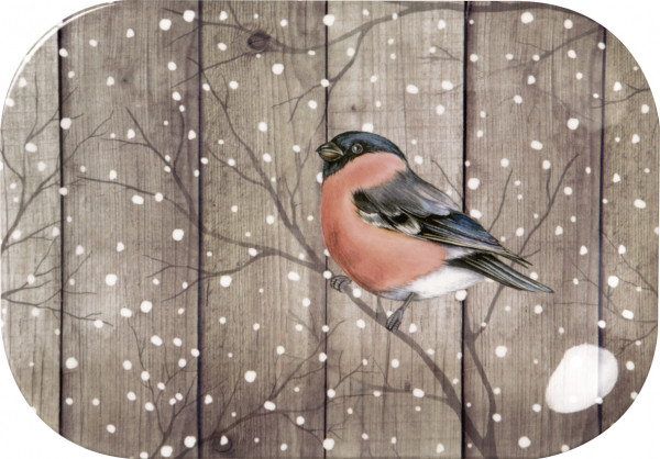 Kleines Melamin Tablett Dreaming Winter Bird