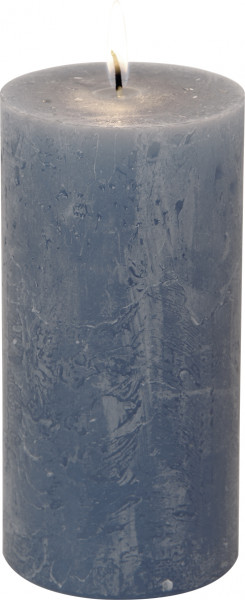 Stumpenkerze 14cm rustikal durchgefärbt blau/grau