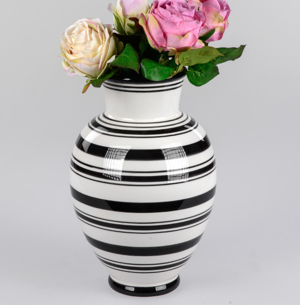 Vase 32cm Streifen schwarz/weiß