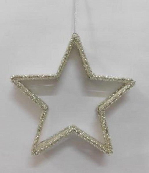 Hänger Stern Ornament BEADS offen 18cm silber