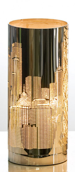 Tischlampe Skyline aus Metall silber Touch