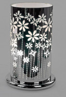 Lampe silber rund 25x38cm Touch Blumen